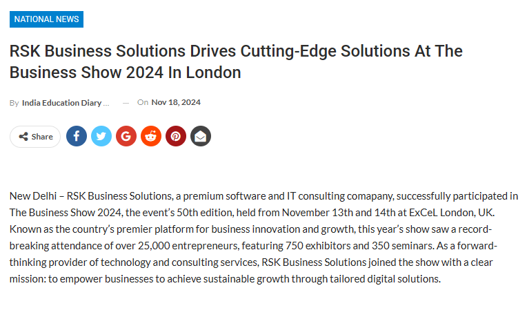 Driving Innovation: RSK Business Solutions Shines at The Business Show 2024