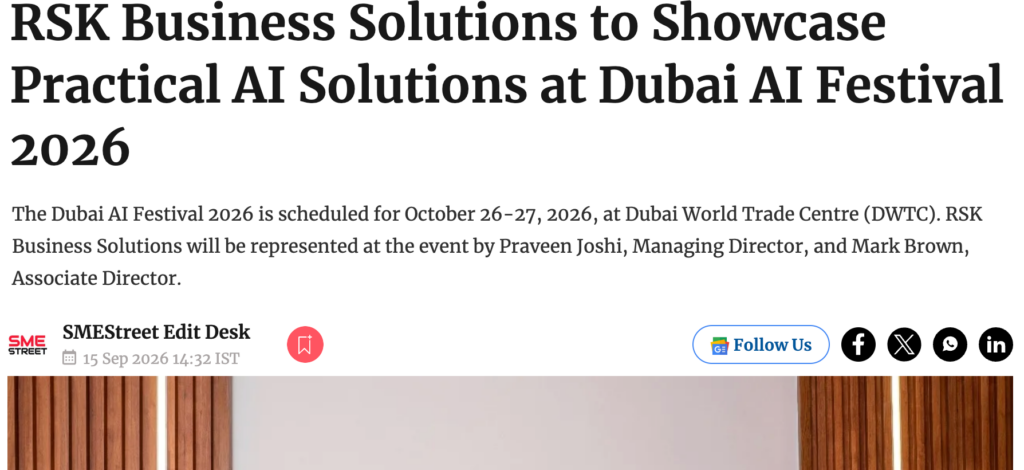 RSK Business Solutions to Showcase Practical AI Solutions at Dubai AI Festival 2026
